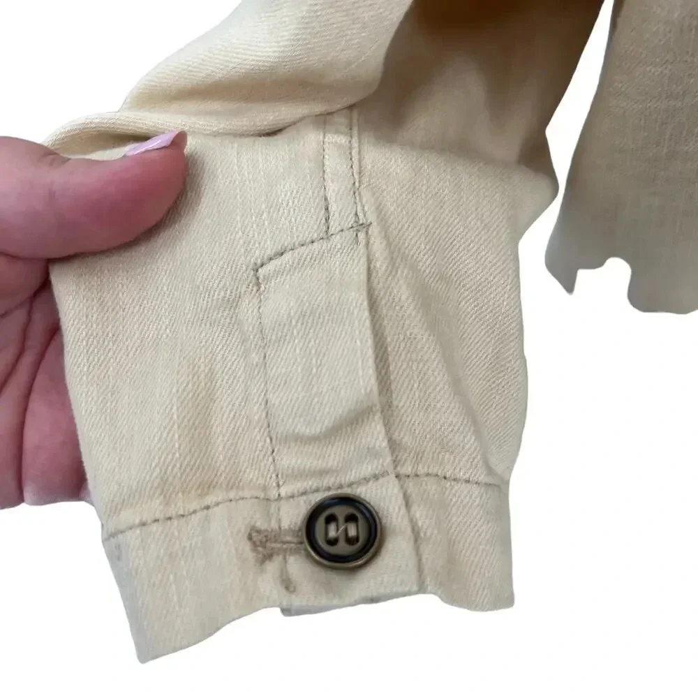 Anthropologie Pilcro Summer Blazer Jacket‎ Linen Cotton Taupe Tan Cream Size XL - Picture 7 of 14